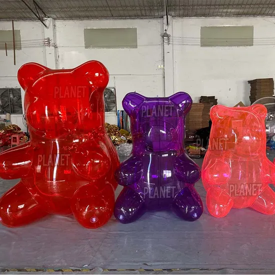 Colorful Inflatable Transparent PVC Bear for Party Decoration