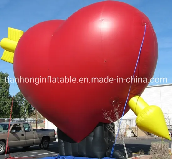 6m 20FT Giant Attractive Inflatable Heart Shape Replica Model, Inflatable Love Heart with Arrow for Advertising/Wedding/Valentine′ S Day