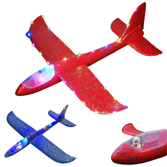 Outdoor Foam Glider Airplane Toys Kids Mini Hand Throwing Glider Plane Flying Sports Games Foam Airplane Toys with LED Light