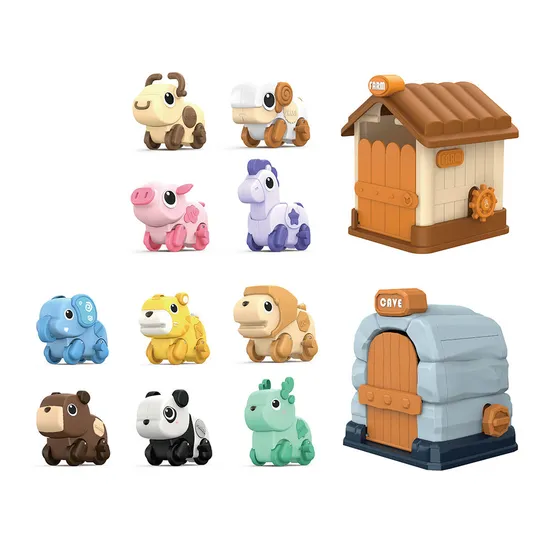 Clockwork Animal Press Ejection House Children′s Cute Pet Chain Toy Car