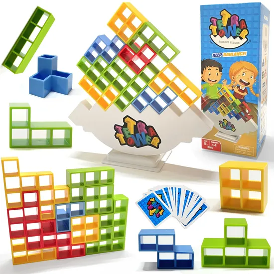 48PCS Balance Stacking Toys Perfect Stack Attack Block Puzzle Game Board Team Tower Game Stacking Blocks Balance Game for Kids