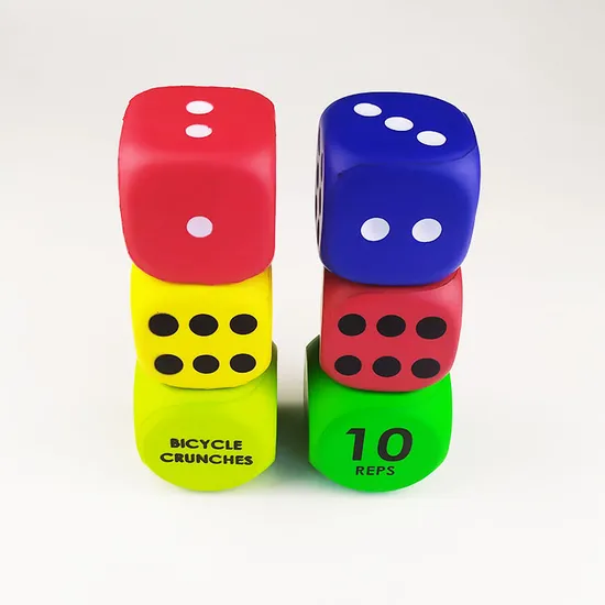 Custom Printing Antistress 6 Side PU Foam Stress Toy Dice