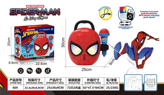 Novelty Toy Cool Lights Spiderman Singing Machine with Microphone New! New Products Toys