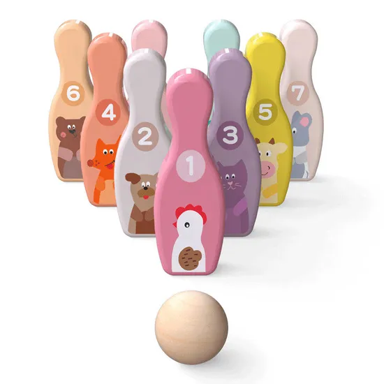 Children′s Wooden Cartoon Animal Bowling Sports Toys Outdoor Leisure Table Game
