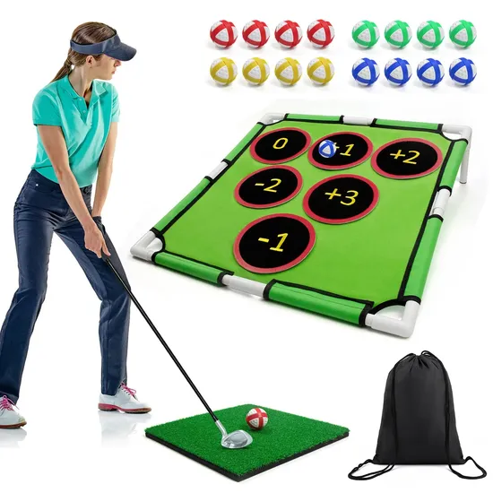 Kids Toys Supplies Golf Chipping Games Golf Practice Foldable Play Toys Includes 16 Sticky Golf Balls for Outdoor Indoor Beach Backyard Party Home