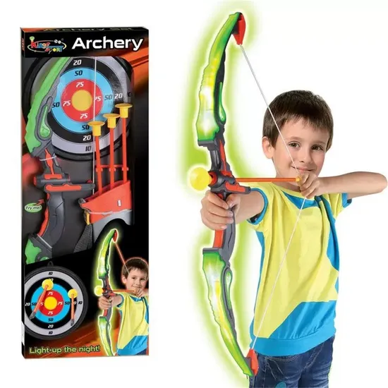 Outdoor Games Play Sport Toy Archery Set with 3 Suction Cup Arrows & Target Light up Bow and Arrow Set for Kids