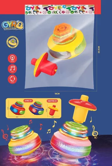 Children Promotion Speed Spinning Tops Desktop Light Music Kids Plastic Toy Spinning Top