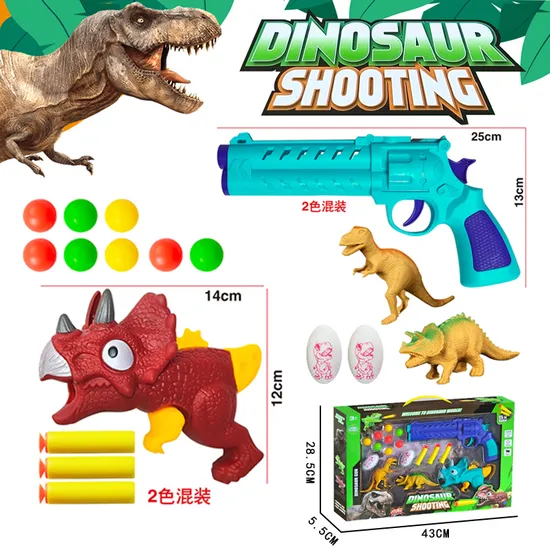 High Quality Plastic Dinosaur Models Soft Foam Bullet Electromotion Shooting Toys Gun Play Game
