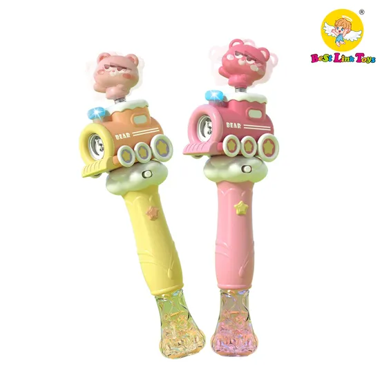 Wholesale Cute Wobbly Bear Train Bubble Stick with Lights and Sound for Kids