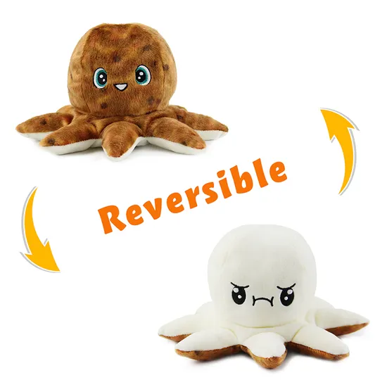 Custom Cute Stuffed Double Side Flip Reversible Plush Pillow Octopus Dolls Reversible Stuffed Animal Toy
