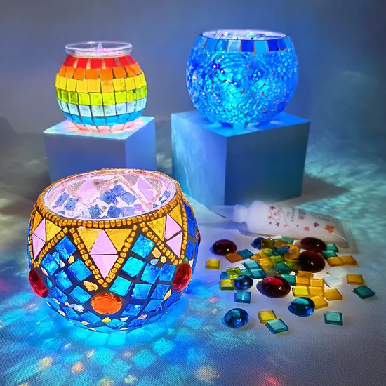 DIY Candle Holder Glass Cup Handicraft Parent-Child Educational Toy Christmas Mosaic Vase Creative Birthday Gift DIY Toy