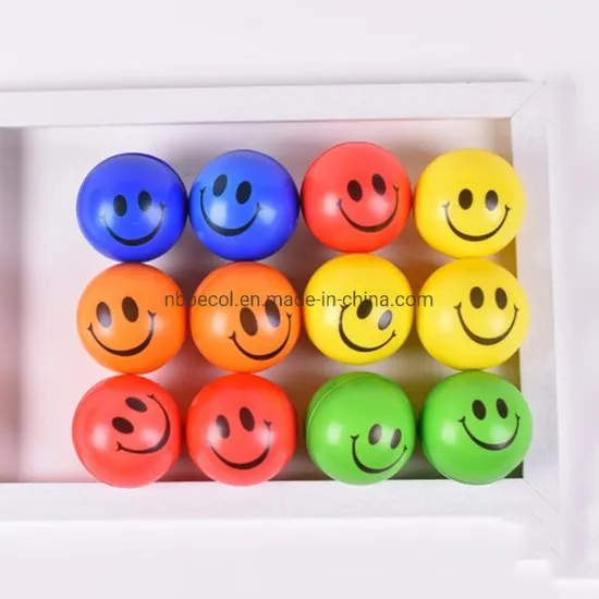 Sensory Stress Balls Various Colors Smiley Face PU Sponge Ball