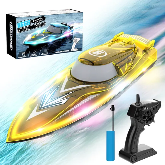 Flytec V666 2.4G RC Boat Yacht Model Toys Capsize Auto Reset RGB LED Light Remote Control Boat Summer Toy Radio Control Boat