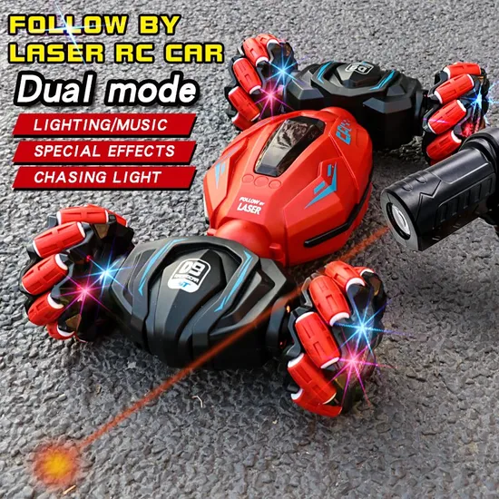 Light Chase Twist Car Toy Gesture Gravity Deformation Light Remote Control Car Vehicle Children Toy Stunt Wall Climbing Car