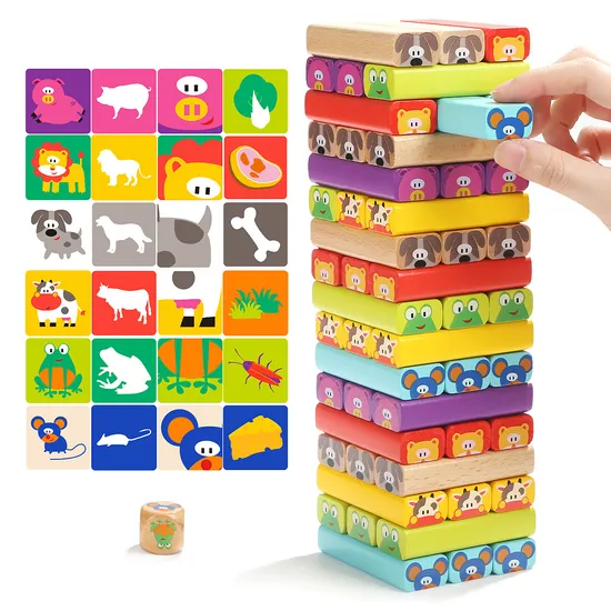High Quality Tumbling Tower Montissori Wooden Toys Building Toy for Kids Educational DIY Block Toys