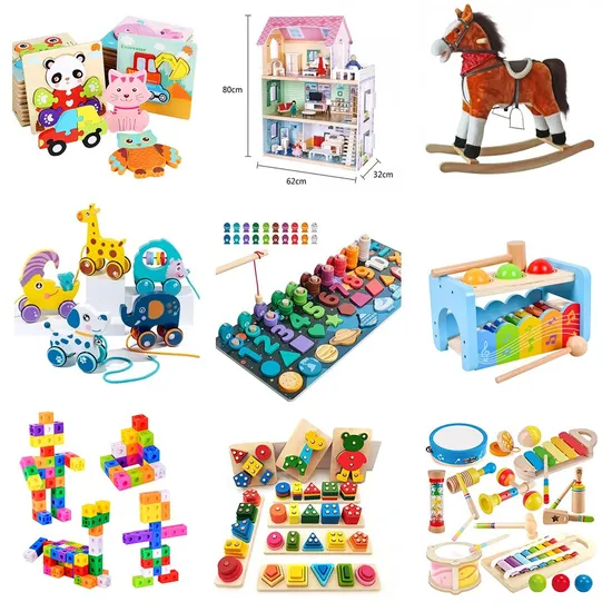 Wholesale Children Kids Baby Gift Car Educational Plastic Kitchen DIY Learning Construction Montessori Fidget Model Popular Doll Puzzle Game Teaching Wooden Toy