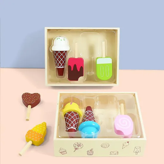Intelligence Wooden Toy Set Funny Ice Cream Food Toy Box