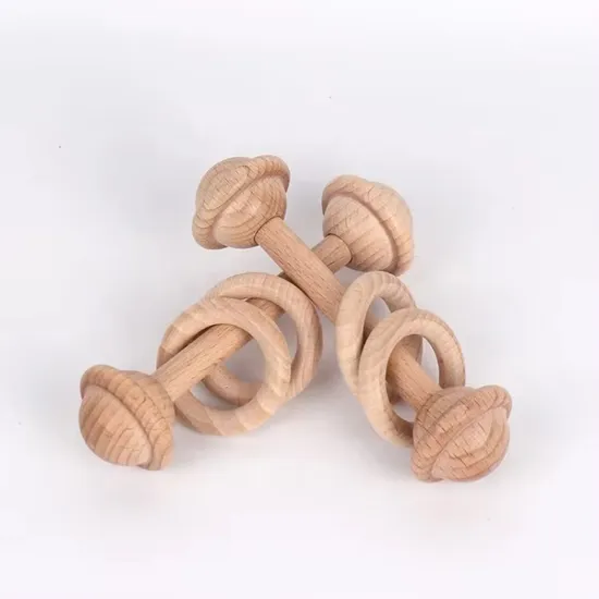 Durable Beech Wooden Baby Rattle Baby Teething Toy for New Born Baby