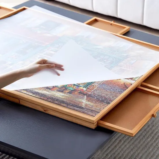 Wooden Puzzle Table Jigsaw Puzzle Board with Drawers