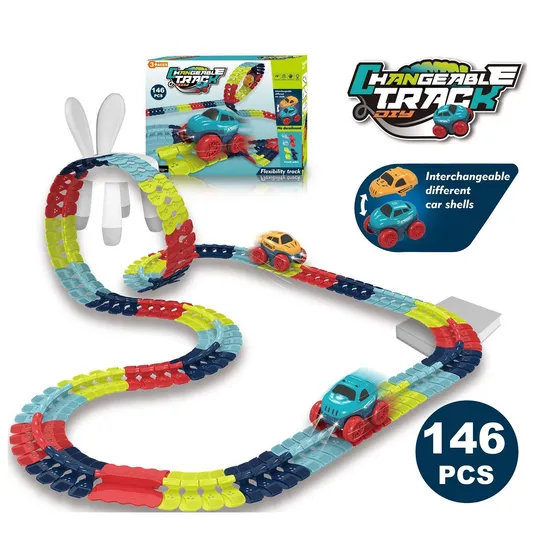 DIY Assembly Electric Track Car Toys 146PCS Toys Race Track with 360 Degree Loop Flexible Train Track