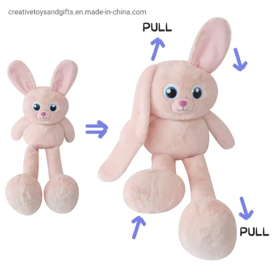 Pink Interactive Toys Ear-Pulling Bunny Doll Stretch Rabbit Long Legs Stuffed Plush Toy
