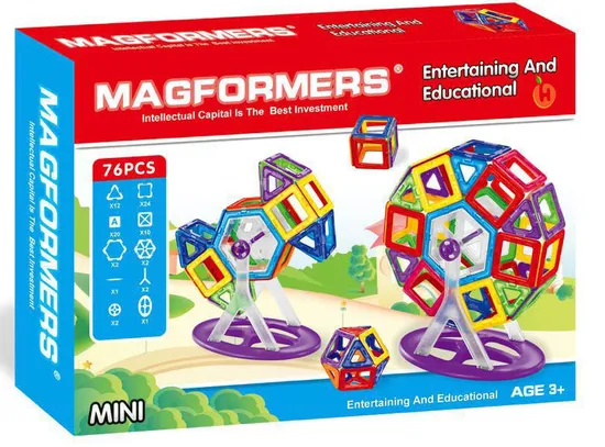 Magnetic Tiles Magnet Building Blocks with Car Set and Educational Cards, Super Large Building Blocks Game Set