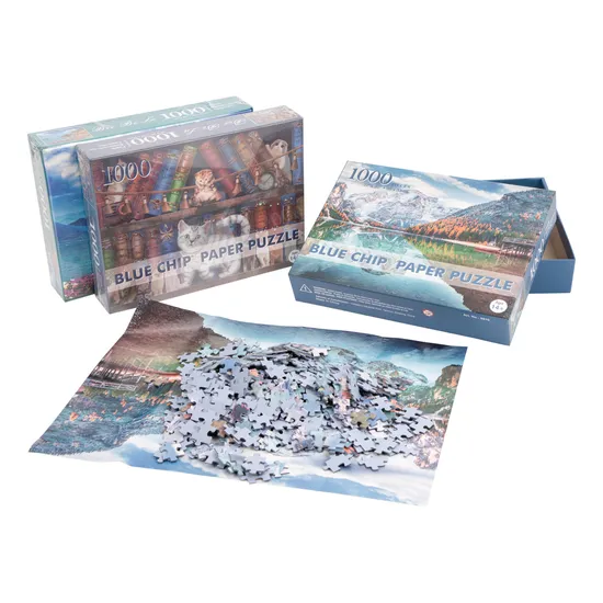 1000PCS Custom Design Grey White Blue Card Paper Jigsaw Puzzle