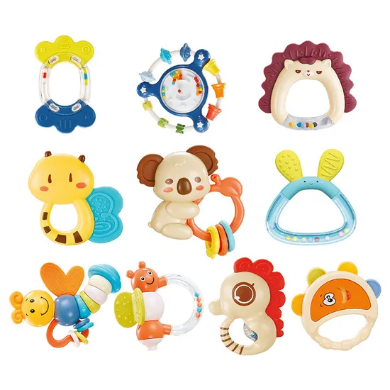 0-12 Month Montessori Educational Baby Soft Sensory Teether Chew Teething Toy Shaker Rattle