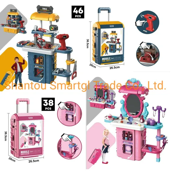 Baby Toys Educational Play Set Boy Tool Girl Beauty Set Kids Pretend Play Role Children Prepend Girls Plastic Dresser Suitcase Dresser Set Beautiful Toy Makeup