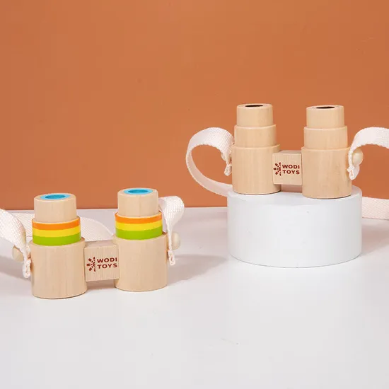 Outdoor Play Science and Education Toys Kids Wooden Binoculars with Lenses