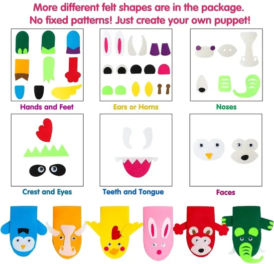 Hot Sale Kids Hand Puppet Making Felt DIY Craft Kit