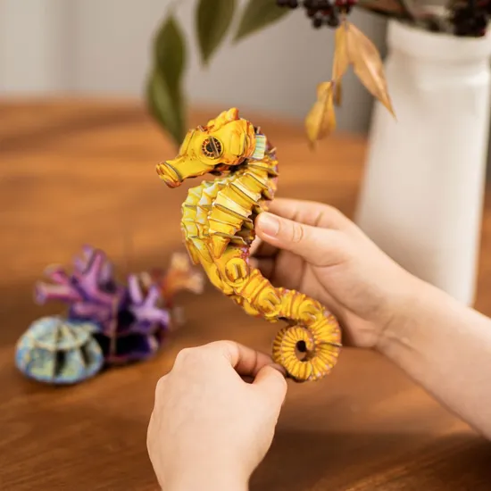 Seahorse - 3D Puzzle Eco-Friendly Paper Crafts DIY STEM Toys Educational Learning 3D Puzzles for Kids 7+ Perfect Gifts for All