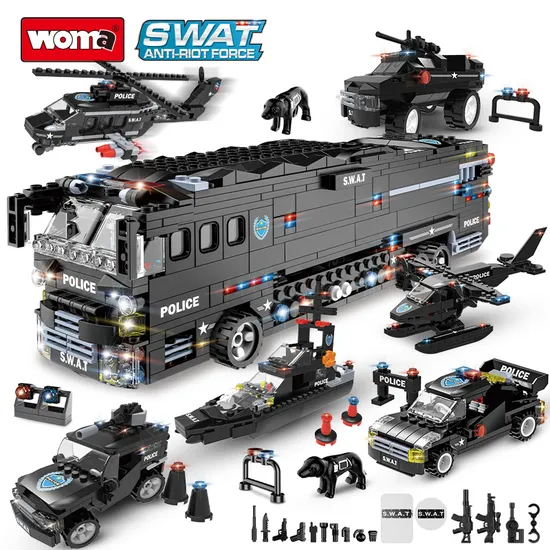Woma Toys C0547 Golden Supplier Wholesale Customize City Swat Cars 1 in 6 Transformable Airplane Model Blocks Building Block Set Bricks Kids Toy