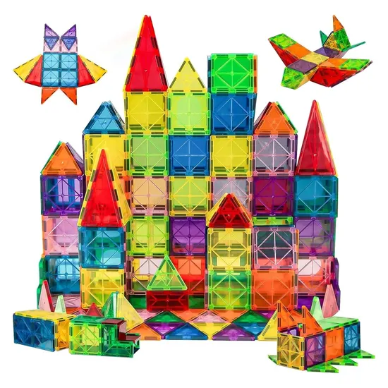 Hot Selling Educational Magnet Building Block Toys 3D Colorful Construction Toys Plastic Magnetic Tiles for Kids