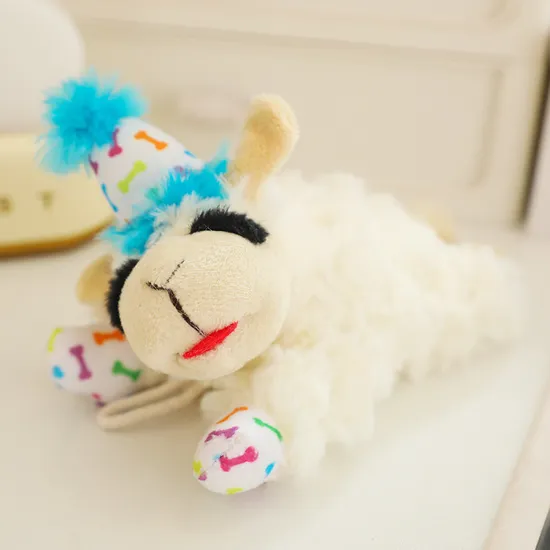 Amazon Hot Selling Multi Pet Mini Lamb Chop Officially Licensed, Plush, Squeak Pet Toys Dog Toys (White, 10′)