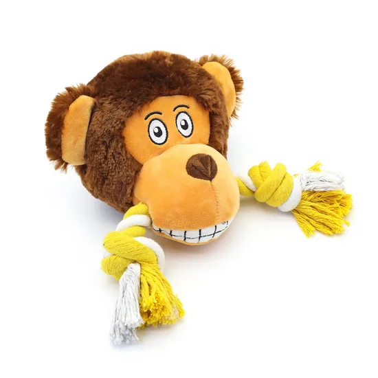 Fun Animal Head Pet Toy for Dogs with Strong Rope
