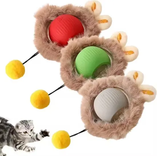 Pet Supplies Automatic Cat Toy Ball USB Charger Electric Smart Cat Dog Ball Silicone Interactive Cat Rolling Ball Toys