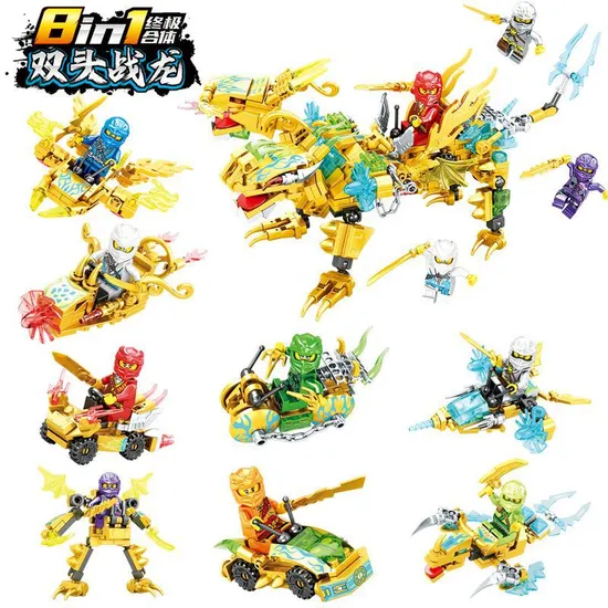 Small Particles Assembled Children′s 8-in-1 Ninja Mecha Educational Toy Kindergarten Gift