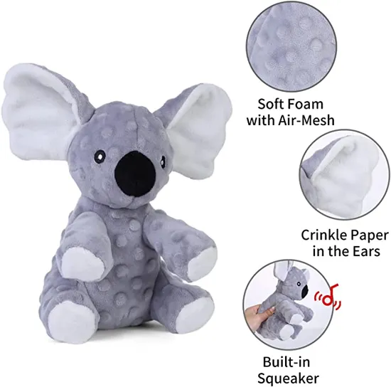 Koala Squeaky Soft Foam Dog Toys with Crinkle Paper for Large Medium Small Dogs