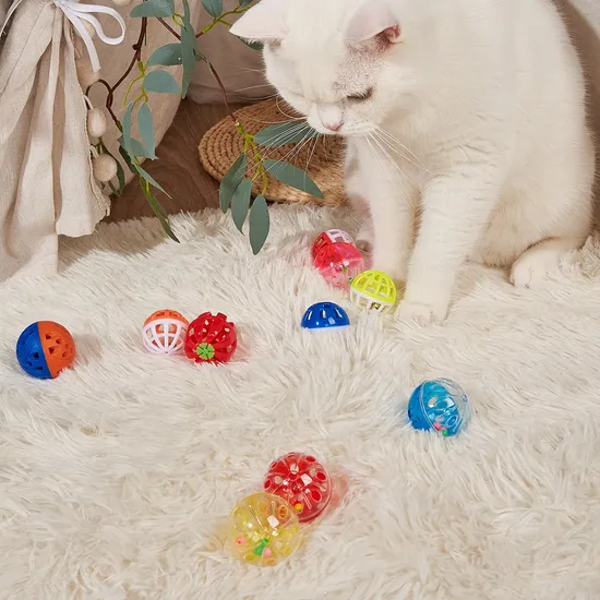 Cat Toys Bulk Plastic Balls with Bell for Kitten Kitty Pet Chase