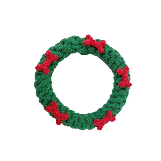 Knot Ball Bite Resistant Dog Toy Christmas Pet Cotton Rope Toy