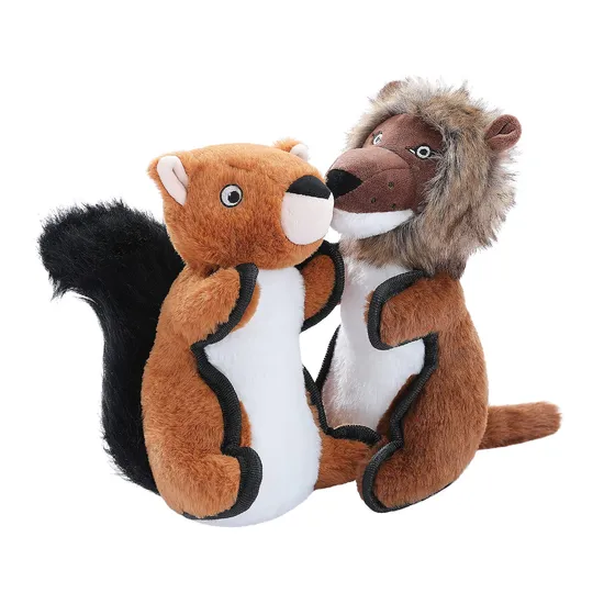 Amazon Basics Squeaky Dog Plush Toy, Lion and Squirrel Pet Toy
