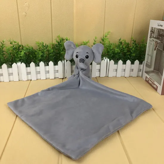 Gray Color Super Soft Plush Baby Toy Comforter Elephant Doll Before Bed