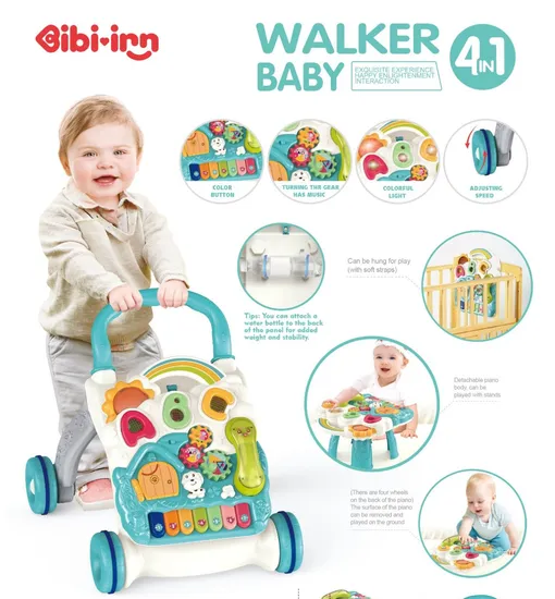 4 in 1 Baby Sit-to-Stand Learning Walker Educational Multifunctional Push Stroller Toy Baby Walker