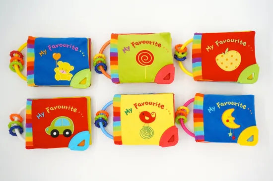 Multi-Language Soft Fabric Cloth Book for Babies with Music, Teether