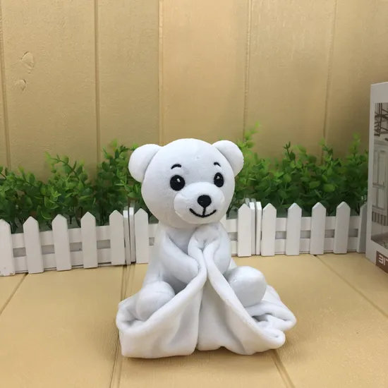 Quality Fabric White Color Anime Bear Plush Toy Baby Blanket Towel Comferter