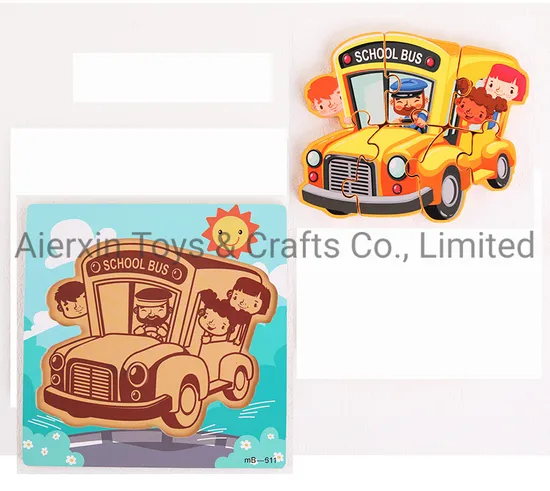 Wooden Puzzle Carton School Bus