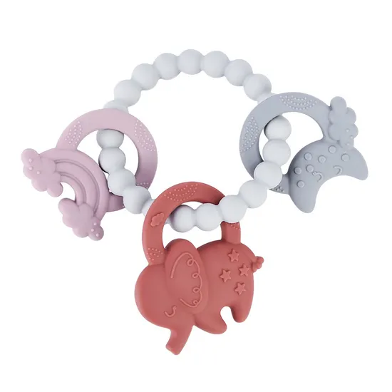 100% Food Grade Silicone Teether Ring Soft Silicone Rainbow Teethers