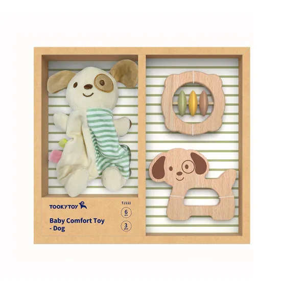 Baby Stroller Pendant Rattle Baby Bed Bell Wind Chime Plush Dog Soothing Car-Mounted Toys Baby Sleep Companion Doll Suit.