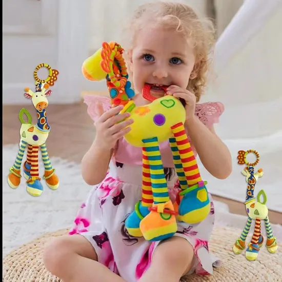 Soft Giraffe Hanging Toy with Sound and Teether